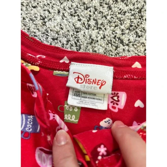 Disney Store Winnie the Pooh Vintage Pajama Set Red XS S‎ Cocoa Cups Bears Sleep - Picture 3 of 9